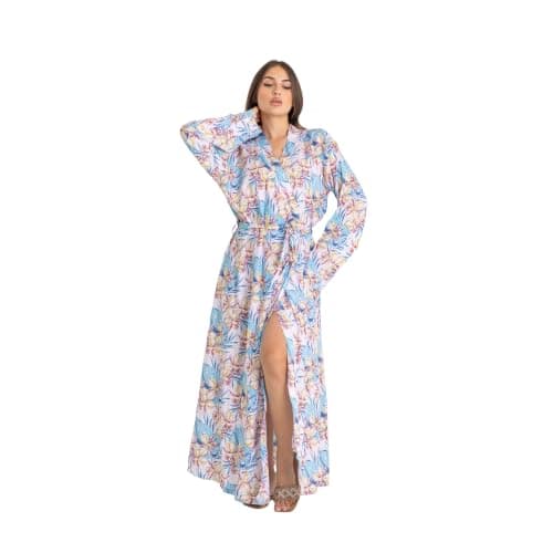 ZECOTEX Women's Floral Cotton Robe | Long Sleeve Housecoat with Belt | Soft Loungewear & Sleepwear | M-2XL