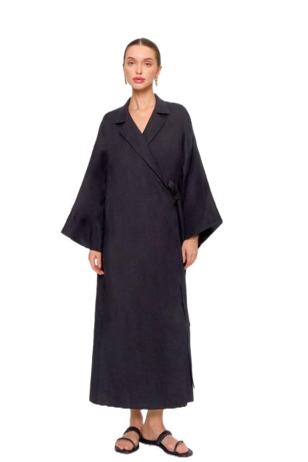 DressCode womens Collar Oversized Black Dress Casual Dress (pack of 1) Robe