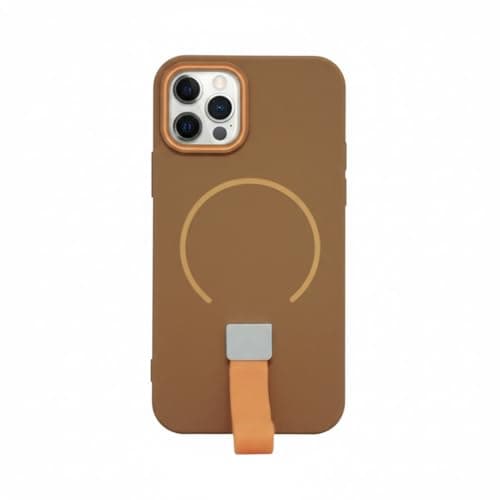 Magnetic TPU Soft Matte Back Cover Support For Iphone 11 Pro Max With Silicone Strap, Soft Silicone Back Cover For Iphone 11 Pro Max, Shockproof Case (Brown) Cellular phone case
