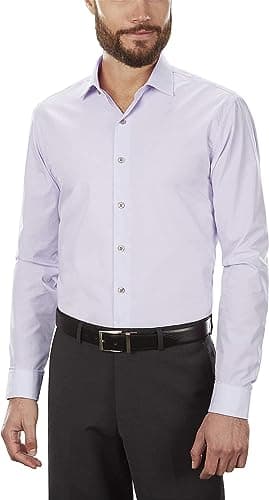 UNLISTED Men's Dress Shirt Slim Fit Solid, Lilac, 15"-15.5" Neck 34"-35" Sleeve