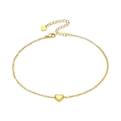 Julia Store 18K Gold Plated Stainless Steel Luxury Tiny Heart Delicate Bracelet, Dainty Delicate Luxury Elegant Chain Bracelet for Women Teen Girls