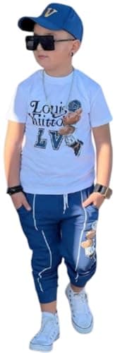 Mizah Boys Casual Wear Set - White Cotton T-Shirt & Yellow Sweatpants With Side Pockets Fashion Design Coordinated outfit