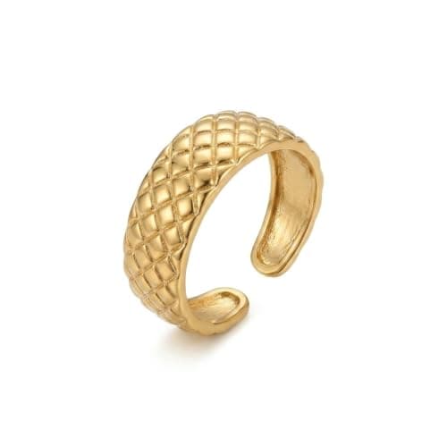 Women's Gold Engraved Ring Fashion Finger Accessory -Mg_st25