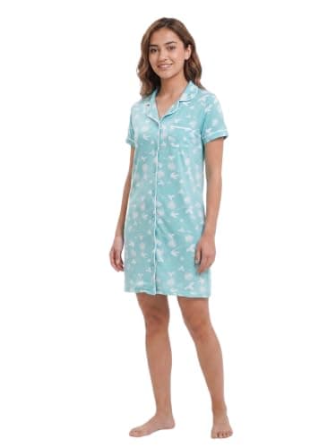CAESAR Womens Women's nightshirt with buttons down the front Women's nightshirt with buttons down the front