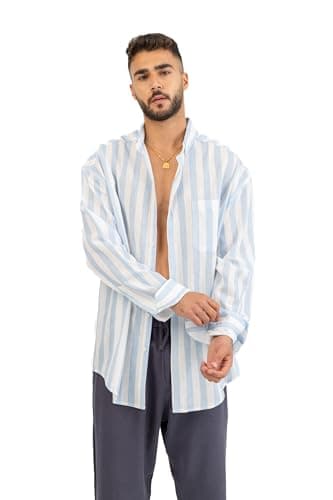 ASTK Mens Stripe linen Modern (pack of 1) Shirt