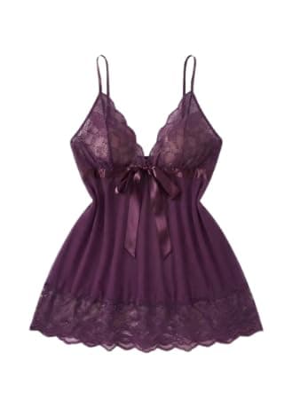 Purple Lace Nightgown for Women - Comfortable Home and Sleep (AN) Nightgown nightshirt