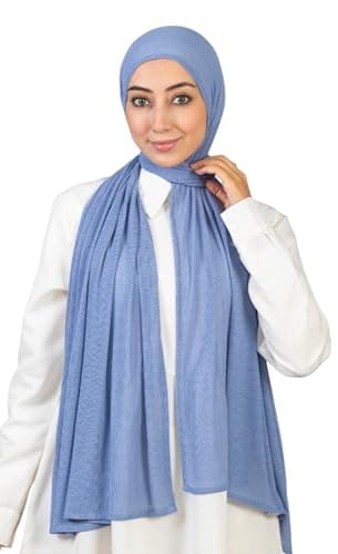 Farah Cotton Comfort Kuwaiti Scarf Venice For Women-Blue-185 * 75cm