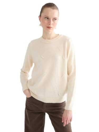 LC WAIKIKI Woman Crew Neck Pearl Embellished Women's Knit Sweater