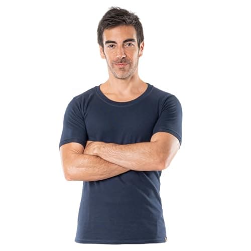 Thermo Heat treated Cotton Half Sleeves Undershirt For Men-Navy-S Shirt