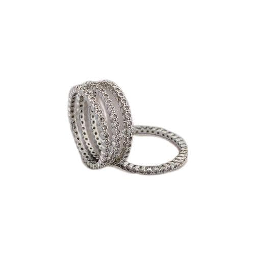 3 Diamonds 292474661779578 Debla Ring Platinum Plated for Women with Zircon Stone - Silver