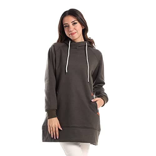 CAESAR Womens Woman Hoodie With Pocket And Triangle Leather In Side Hoodie Sweatshirt