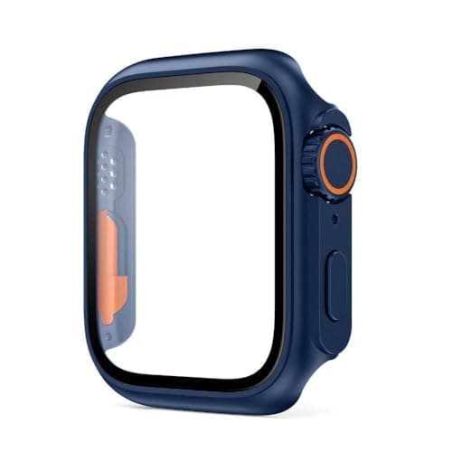 for Apple Watch 45mm Screen Protector Case, [ Looks Like Ultra Protector Case ] Tempered Glass Unique Design Case Cover for iWatch Series 7/8/9 Series SE 2 45mm (Blue for iWatch 45mm)