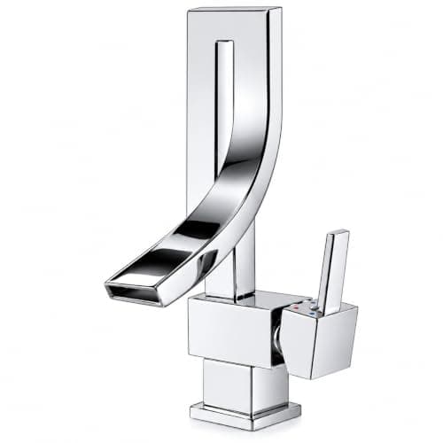 Waterfall Bath Basin Mixer for Hot and Cold Water - Chrome | Chrome-waterfall bath mixer for hot and cold water, wide flow and practical control for daily hand and face washing