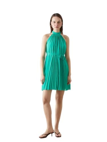 LC WAIKIKI Woman Halter Neck Mini Pleated Dress