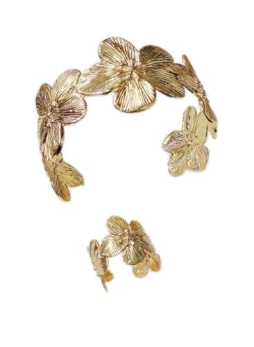 One Set Gold Flower Open Bangle Ring Jewelry Design Jewelry For Women Shirt