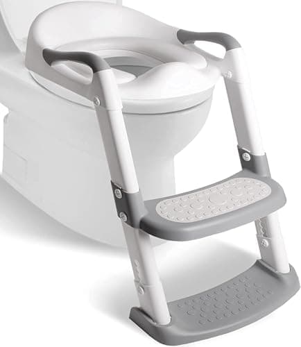Adjustable Potty Training Ladder Step Stool with Handles Non-Slip Seat