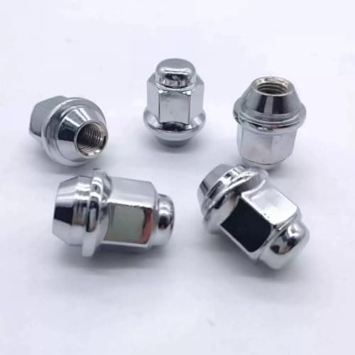 M12 x 1.5 Chrome Closed Rim Nut Set – Key 21mm – Hex Head – 5 Pcs – Rust Resistant – Compatible with Japanese and Korean Cars