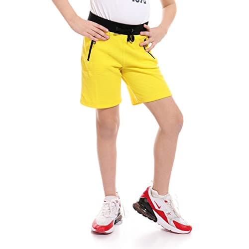 Kady Boys Two Tone Zip Side Pocket Drawstring Elastic Waist Sweat Shorts