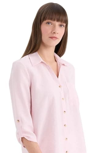 DeFacto Womens Casual Regular Fit Shirt Neck 3/4 Sleeve Woven Top Long Sleeve Shirt Shirt (pack of 1)