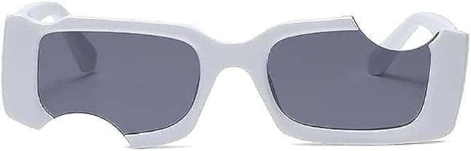 Special Square Sunglasses for Women and Men, Unique Fashion Design Sun Protection Sunglasses (White)