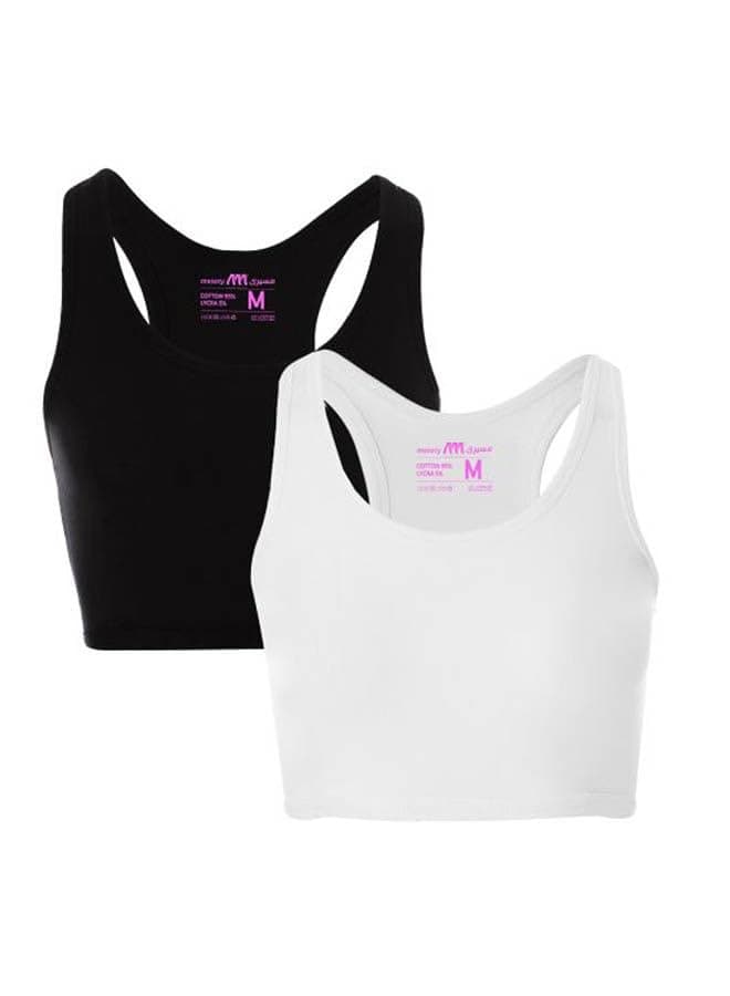 Bundle Of Two Full Coverage Non-wired Cross Back Sportive Bra Multicolour