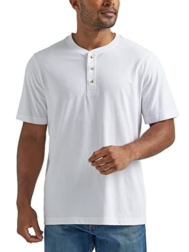 Wrangler Authentics Men's Authentics Short Sleeve Henley Tee Shirt, Bright White, XL