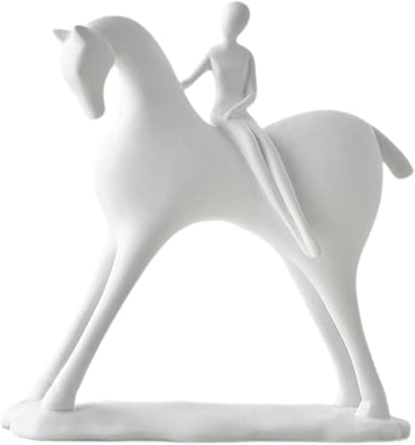 Generic Modern Horse Rider Sculpture, Contemporary Art Decorative Figurine, (white)