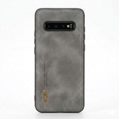 Leather Case For Luxury Faux Leather Protective Case For Stylish Compatible With (Samsung S10 Plus) Design Protection Anti Fingerprint Protection Case Made Of Classic Vintage Faux Leather (Gray) Cellular phone case