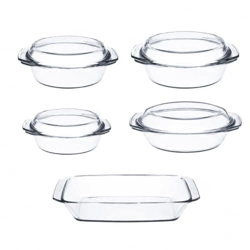Newhome 315 Czech 9L Heat-Resistant Glass Casserole with Lid, Borosilicate Glass Baking and Roasting Dish for Family Meals, Oven, Microwave and Refrigerator Safe Home