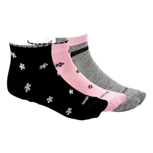Cottonil Women Pack Of 3 Cotton Printed Socket One Size Multicolor Socks
