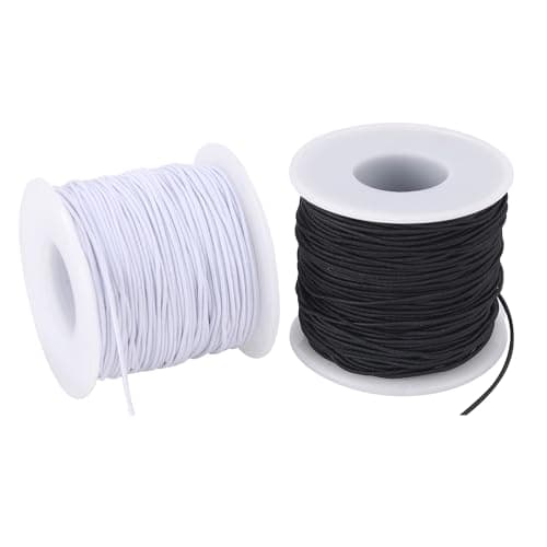 Stretchy String for Bracelets, 2 Rolls 0.8mm,1 mm,1.5mm,330 Feet Sturdy Elastic String for Jewelry Making, Necklaces, Beading and Crafts (White Black (1.0mm)) Thread cord