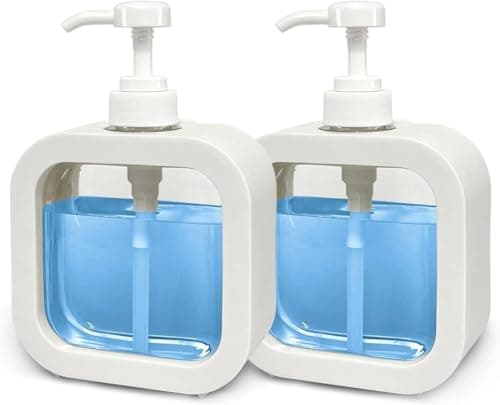Clear Plastic Refillable Liquid Soap Dispenser with Modern Pump for Bathroom Kitchen Sink