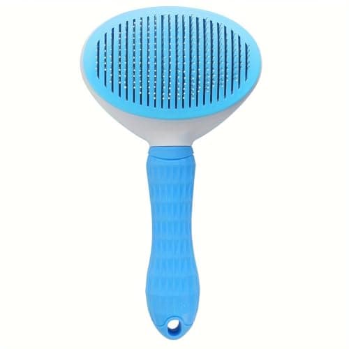 Plan A Pet Grooming Brush, Dog Cat Grooming Brush, Self Cleaning Shedding Brush, Removes Loose Undercoat, Gently Detangles and Massages Pet (Blue) Hair brush
