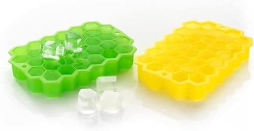 Windpas Honeycomb Rubber Silicone Ice Cube Mold with Lid 37 Holes, Flexible and Soft for Freezer for Small Blocks (Multicolor) (1) Ice cube tray