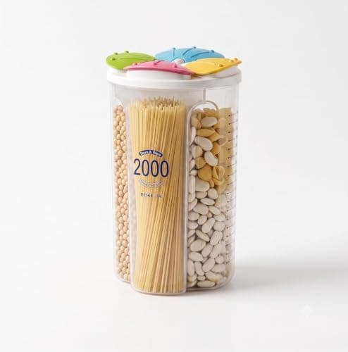2000ml Divided Legumes Storage Box Food Organizer Grain Container