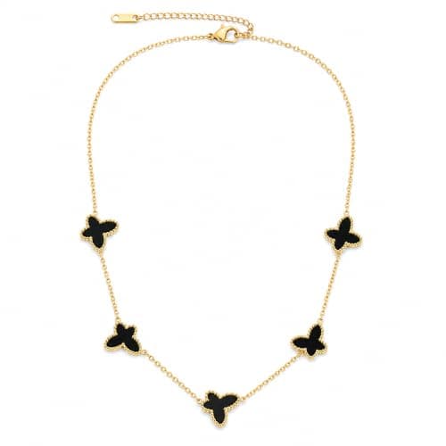 U SHOP Stainless Butterfly Chain for Women, 18K Gold Plated Butterfly Necklace for Women, Pentagonal Butterfly Necklace, Fashion Jewelry Gift for Party, Daily Use, Occasions