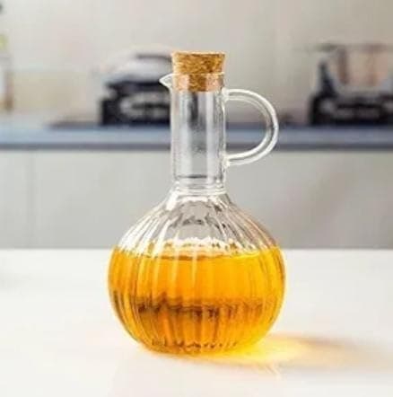 Generic Glass Oil and Vinegar Dispenser Bottle, 250ml, with Lid, Round, Multi-Purpose for Sauces, .em