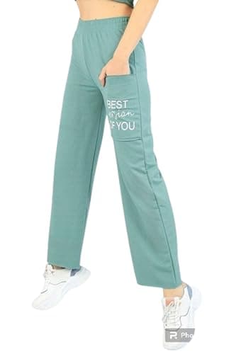 MEZA Women's Milton Wide Leg Sweatpants with Side Pocket, Printed Design, Slim Fit Pants
