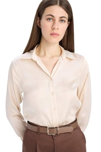 DeFacto Womens Casual Regular Fit Shirt Neck Long Sleeve Woven Top Long Sleeve Shirt Shirt (pack of 1)