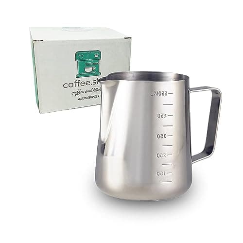 COFFEE.SHOP Milk Frothing Pitcher 600ML Cup With Scale Stainless Steel Coffee Jug for Cappuccino Machines Espresso Steaming Pitcher Latte Art