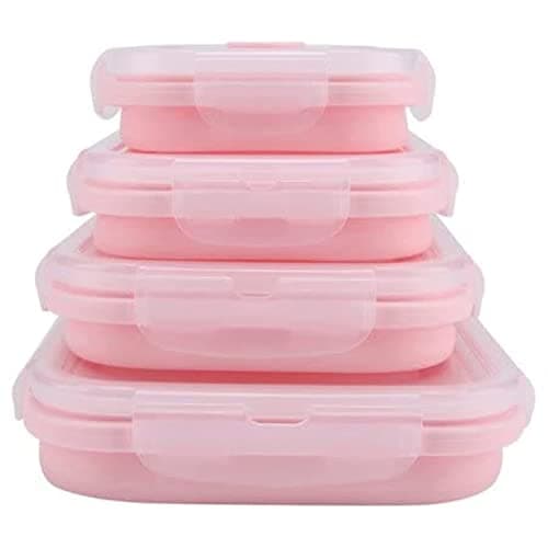 Bento Food Storage Boxes - Set of 4 (Pink)