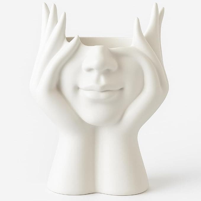 Stylish Art Face and Hand Brush Organizer for Makeup Brushes, Drawings, Pencils, and Pens, Combining Functionality and Modern Shape to Add a Touch of Accent to Any Space.