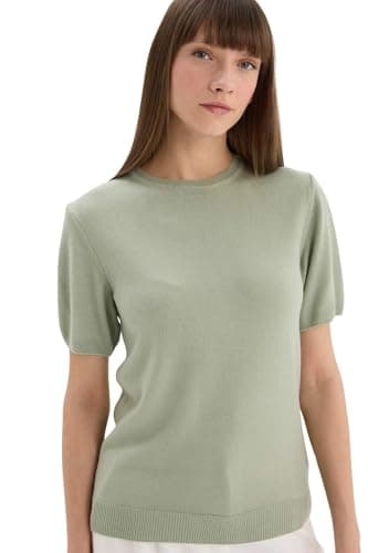 DeFacto Womens Regular Fit Crew Neck Short Sleeve Core Tricot Pullover E6810AX Pullover Outerwear
