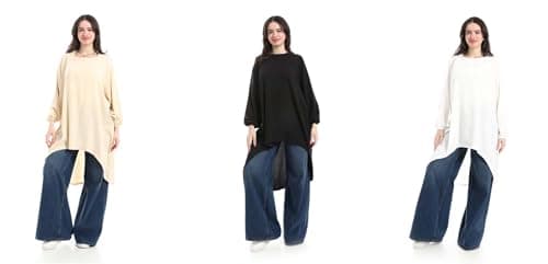 Red Circle Womens Bundle of 3 Boncho short zipper at the shoulder linen Bundle of 3 Boncho short zipper at the shoulder linen