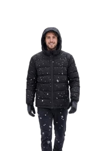 Waterproof Men's Black Quilted Puffer Jacket with Hood, Winter Coat | Full-Zip Closure, Insulated Warmth, Attached Hood, Outdoor Winter Wear, Quilted Design