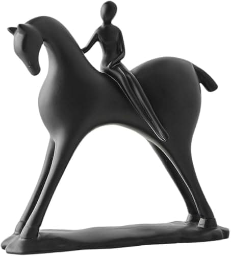 Generic Modern Horse Rider Sculpture, Contemporary Art Decorative Figurine, (black)