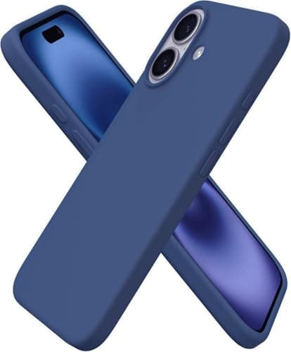 Compatible with iPhone 16 Case 6.1", Slim Liquid Silicone 3 Layers Full Covered Soft Gel Rubber Shockproof Phone Case, Protective Cover with Anti-Scratch Microfiber Lining (Blue) Cellular phone case