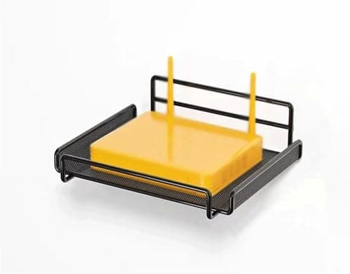 Metal Wall Mounted Router Holder Stand Space Saver Strong Build Cable Organizer Fits Different Router Sizes Easy Wall Setup Clean Look for Home Office and Work Areas Storage rack