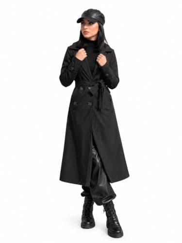 Women's Trench Coat Quilted Fur WaterProof - Black | Warm fur lining, waterproof waistband, double buttoned, long cut