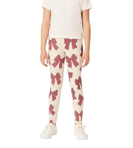 Miza Girls Printed Elastic Cotton Leggings - One Size 8-12 Years | Fruits, Butterflies, Flowers, Bows, Leopard Print | Suitable for School, Home & Sports Pants